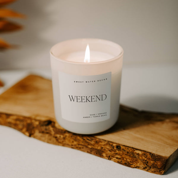 Sweet Water Decor - Weekend 15 oz Soy Candle, Matte Jar - Home Decor