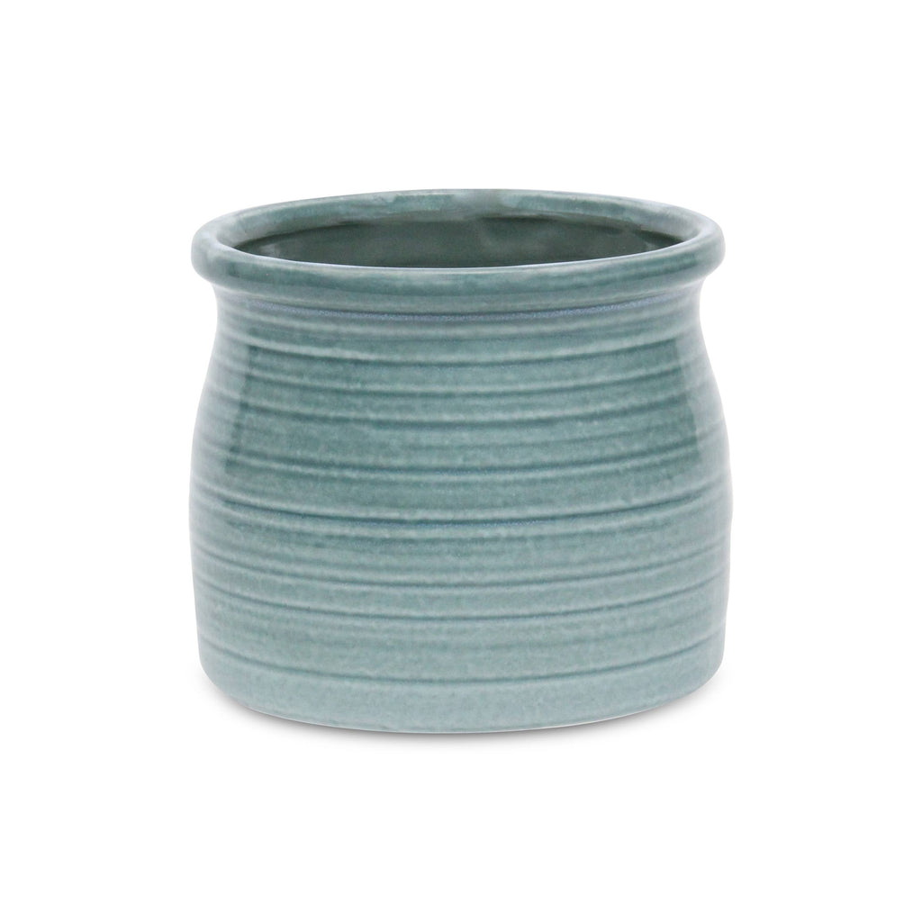 Cheungs Home Decor - Kifon Green Curved Ceramic Pot: Large