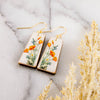 No Man's Land - Art Deco California Poppy Floral Tapered Rectangle Earrings