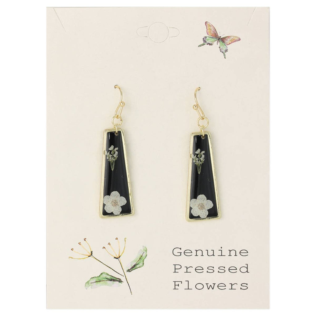 ZAD - Dried Flower Gold Black Bar Earrings