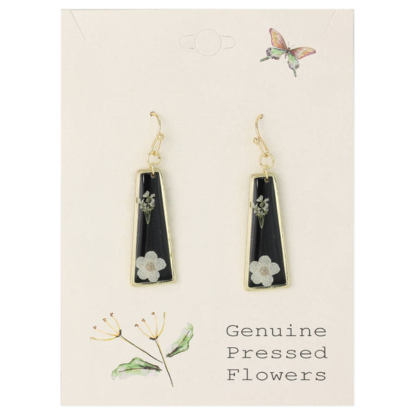 ZAD - Dried Flower Gold Black Bar Earrings