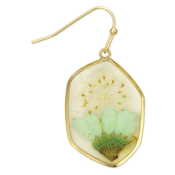 ZAD - Cottage Floral Green Dried Flower Earrings