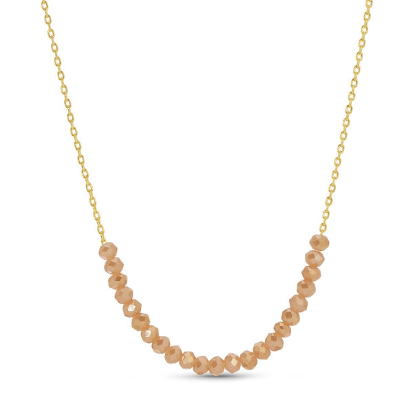 Splendid Iris - Delicate Crystal Accented Necklace: Peach