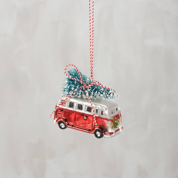 Primitives by Kathy - Glass Vintage Bus Ornament