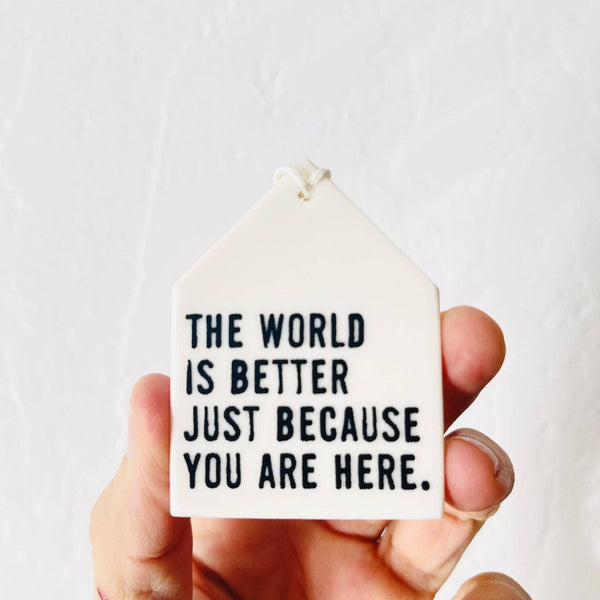 mb art studios - Ceramic screen printed quote wall tag