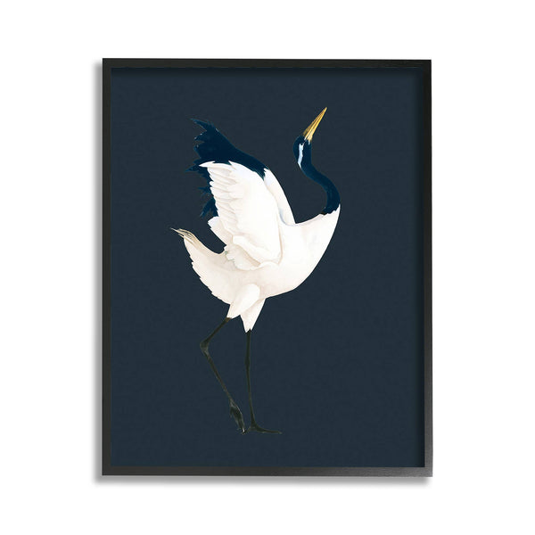 Stupell Industries - Crane Bird Facing Right Framed: Black / 11 x 14