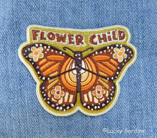 Lucky Sardine - Flower Child Monarch Butterfly, Hippie Embroidered Patch: Yes (Include Retail Packaging)