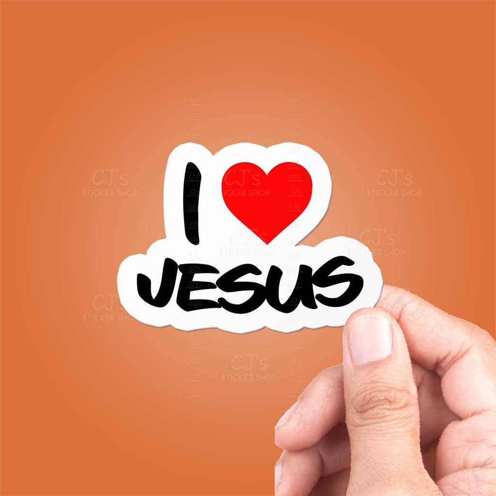CJ's Sticker Shop - I Love Jesus Sticker Vinyl Decal: 3"