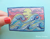 Lucky Sardine - Ocean Waves & Sunset, Surfing Embroidered Iron-On Patch: Yes (Include Retail Packaging)