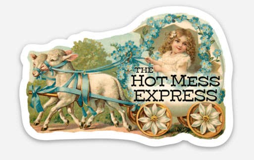 The Coin Laundry - Hot Mess Express Funny Sticker - Vintage Style Girl