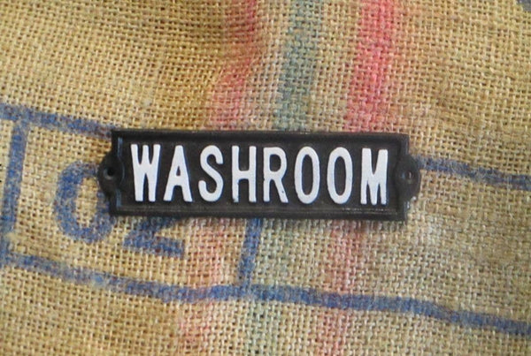 Midwest Craft House - CAST IRON "WASHROOM" SIGN
