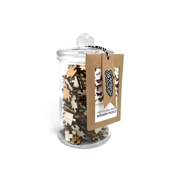 Trove - Wooden Puzzle: Butterflies + Moths in Glass  Jar