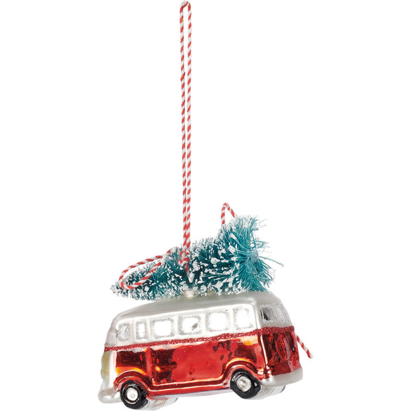 Primitives by Kathy - Glass Vintage Bus Ornament