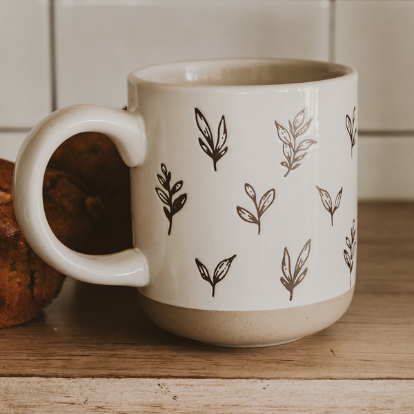 Sweet Water Decor - *NEW* Brown Leaves Stoneware Coffee Mug - Fall Decor & Gifts