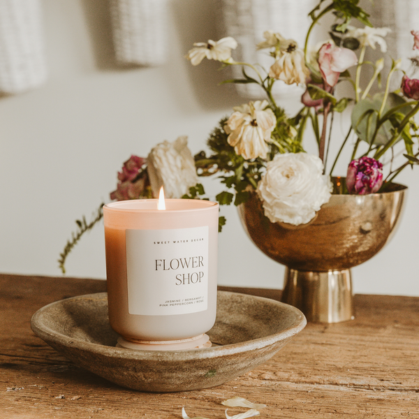 Sweet Water Decor - Flower Shop 15 oz Soy Candle, Matte Jar - Home Decor & Gifts