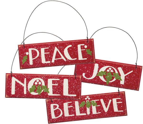 Primitives by Kathy - Peace Joy Noel Believe Ornament Set
