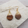 Treasure Wholesale - Gold Flake Acrylic Wood Drop Earrings