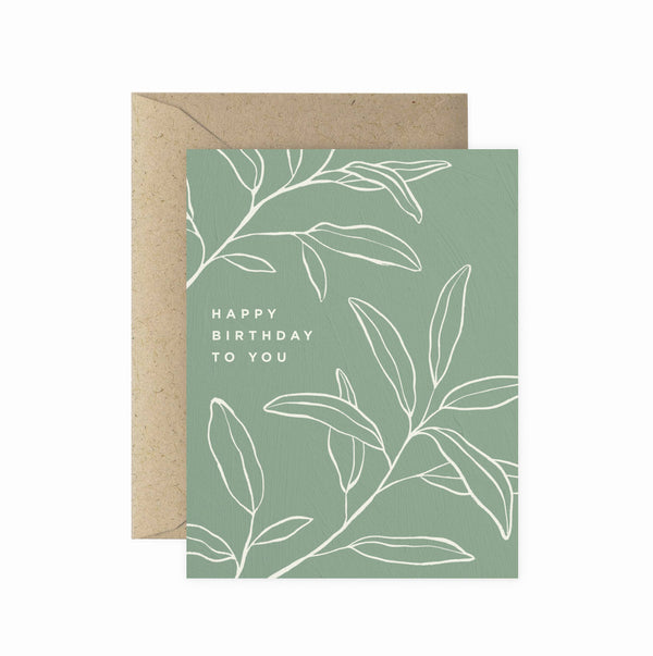 Paper Anchor Co. - Sage Brush Happy Birthday Greeting Card