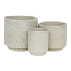 Cheungs Home Decor - Parlora Crossed Diagonal Pattern Ceramic Pot - White: Small