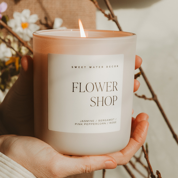 Sweet Water Decor - Flower Shop 15 oz Soy Candle, Matte Jar - Home Decor & Gifts