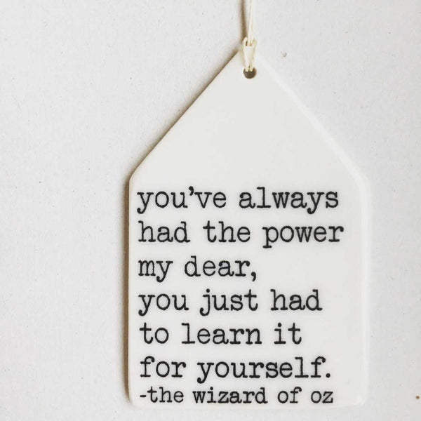 mb art studios - Ceramic screen printed quote wall tag