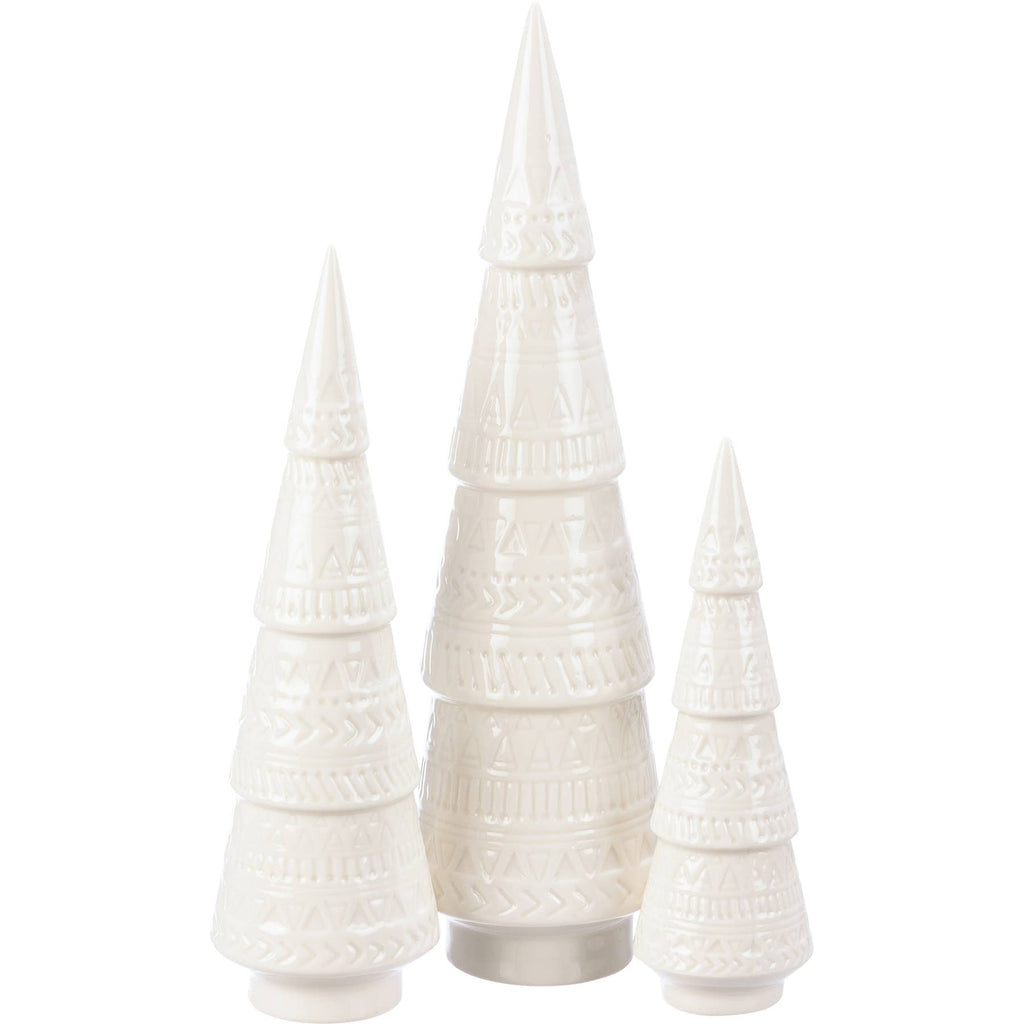 Primitives by Kathy - White Ceramic Christmas Tree Set