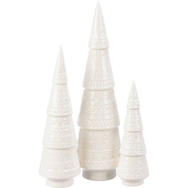 Primitives by Kathy - White Ceramic Christmas Tree Set