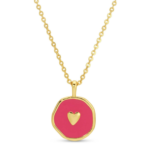 Splendid Iris - Tiny Heart Necklace: Bright Pink