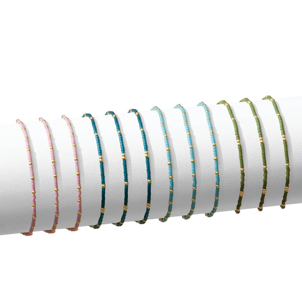 Splendid Iris - Set/12 miyuki delica stretch bracelets: Soft Colors