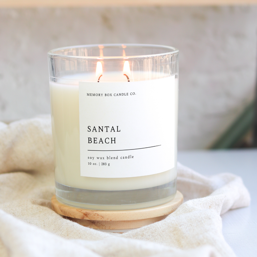 Memory Box Candle Co. - Santal Beach - 10 oz. Clear Glass Soy Candle