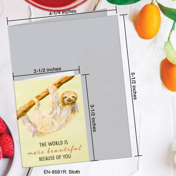 Printed Canvas - Sloth, Greeting Card (8581R): A2 Card