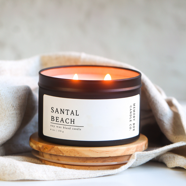 Memory Box Candle Co. - Santal Beach - 6 oz. Matte Black Soy Candle Tin