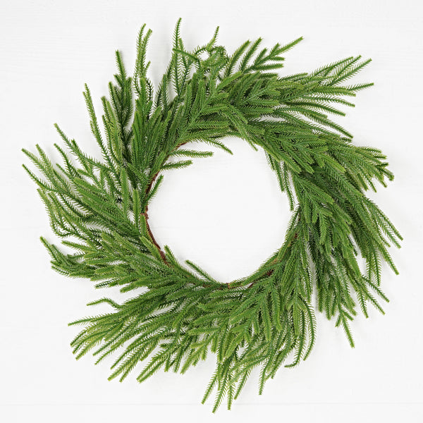 Impressive Enterprises, Inc. - 31850- 24in Wreath-Soft touch Evergreen Norfolk Pine-