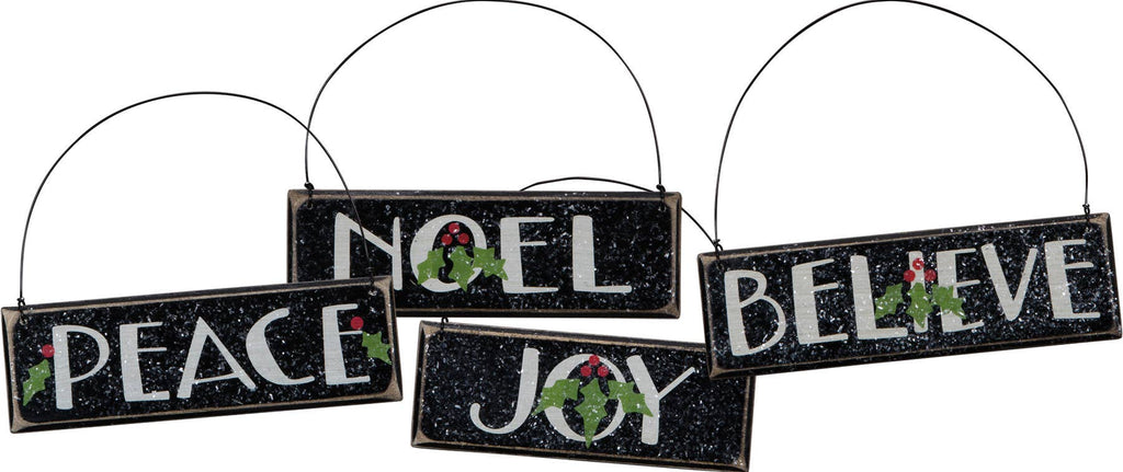 Primitives by Kathy - Peace Noel Joy Believe Ornament Set