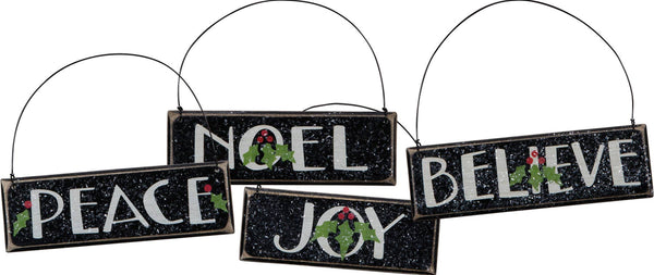 Primitives by Kathy - Peace Noel Joy Believe Ornament Set