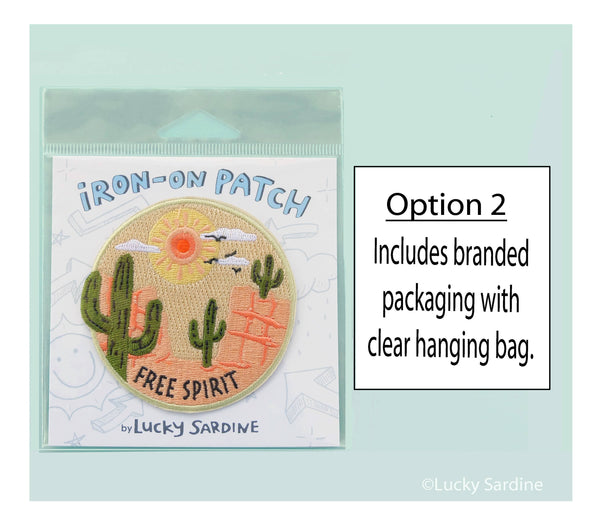 Lucky Sardine - Free Spirit Desert Cactus, Sun Embroidered Iron-On Patch: Yes (Include Retail Packaging)