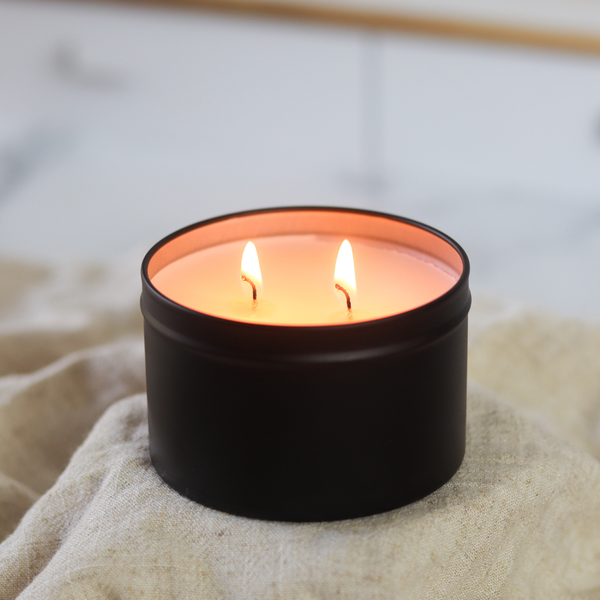Memory Box Candle Co. - Surf Wax + Cocoa Butter - 6 oz. Matte Black Soy Candle Tin