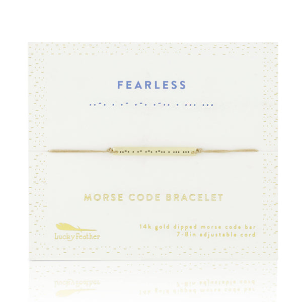 Lucky Feather - Morse Code Bar Bracelet - FEARLESS