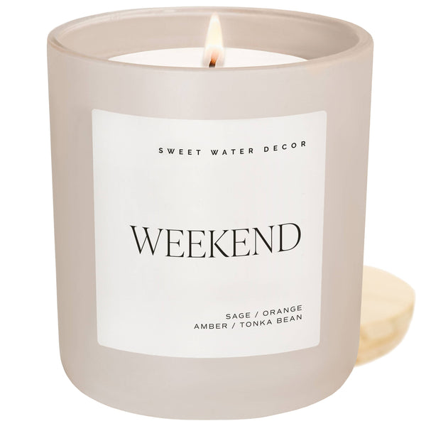 Sweet Water Decor - Weekend 15 oz Soy Candle, Matte Jar - Home Decor