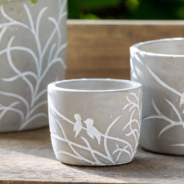 Park Hill Collection - Lovebirds Silouette Cement Pot, Small