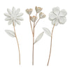 Foreside Home & Garden - Abeline Set of 3 Antique White Metal Floral Stems