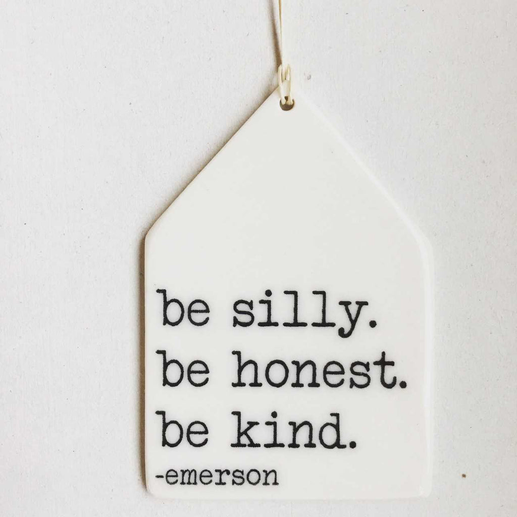 mb art studios - Ceramic screen printed quote wall tag