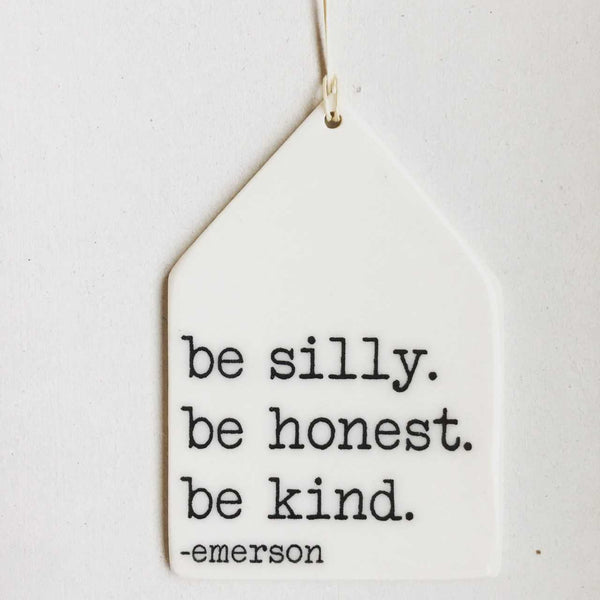 mb art studios - Ceramic screen printed quote wall tag