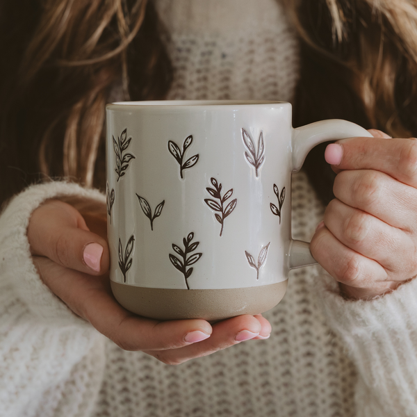 Sweet Water Decor - *NEW* Brown Leaves Stoneware Coffee Mug - Fall Decor & Gifts