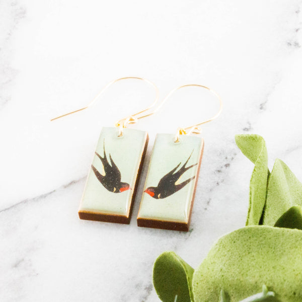 No Man's Land - Vintage Swallow Bird Earrings