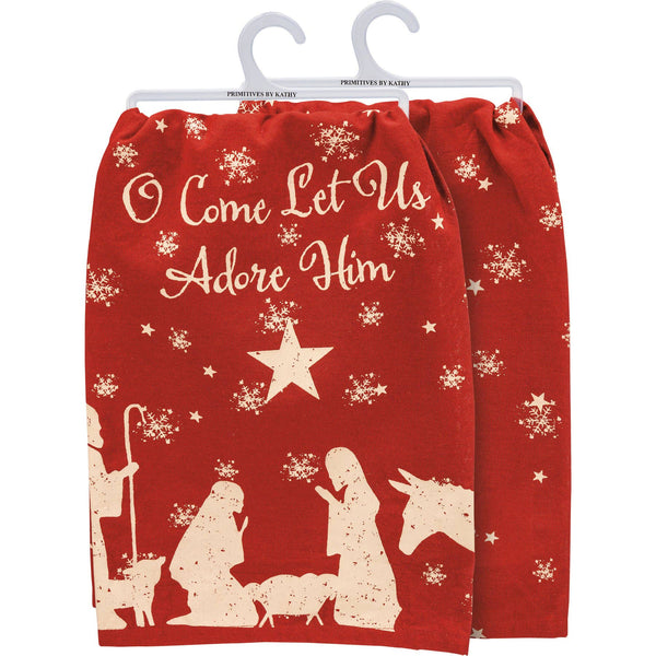 Primitives by Kathy - Let Us Adore Him Kitchen Towel