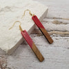 Treasure Wholesale - Stick Resin & Wood Drop Earrings: Pink