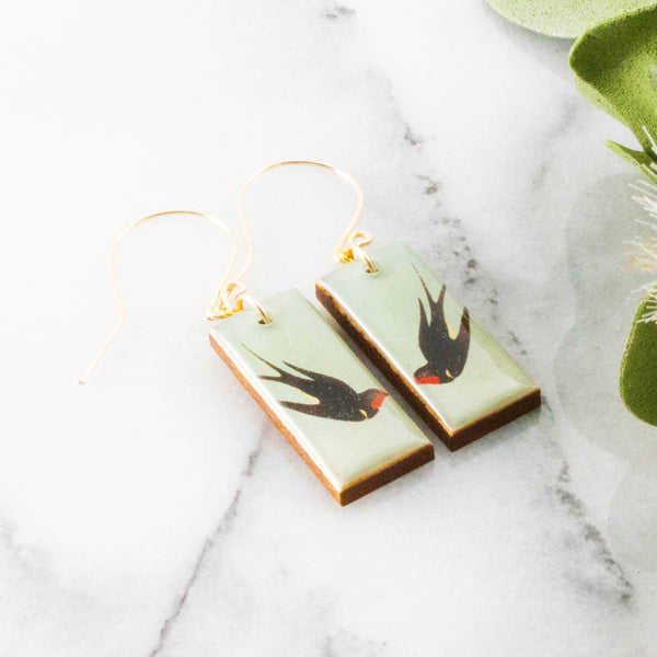 No Man's Land - Vintage Swallow Bird Earrings