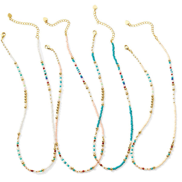 Splendid Iris - Set/8 Seed Bead, Pearl and Bead Necklaces