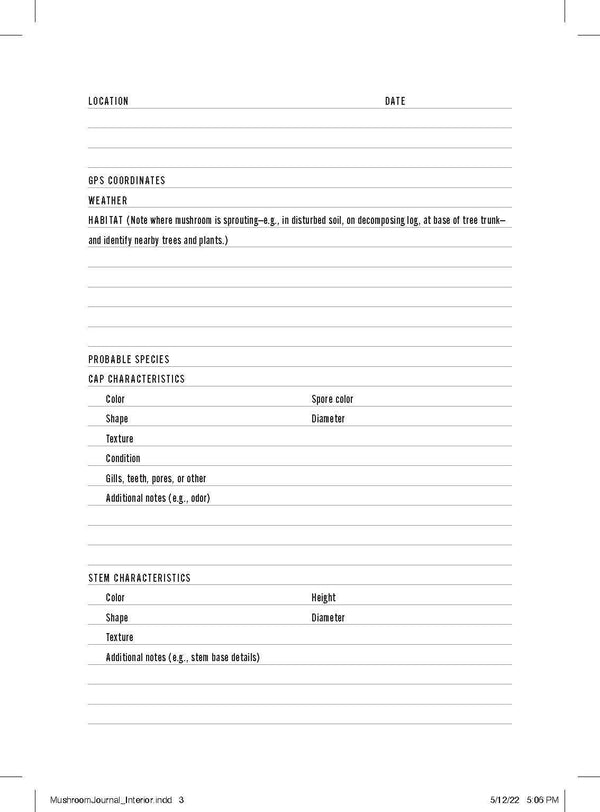 Mountaineers Books - Mushroom Logbook
